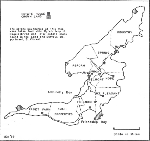 Bequia Estates Map 1830